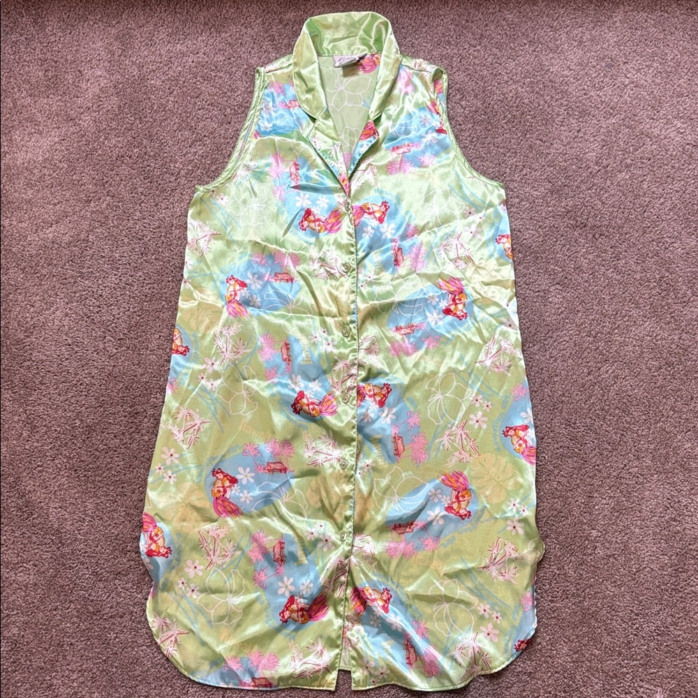 Hawaiian Girl Print Sleeveless Nightgown